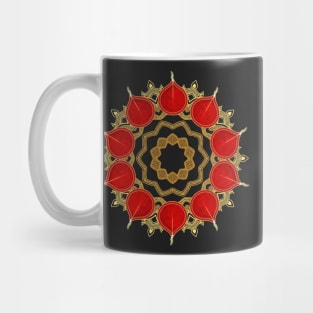 Diwali Burnt Orange Diyas on Gold Mandala Mug